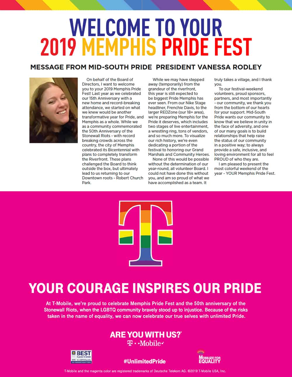 Cover of the Memphis Pride Guide 2019